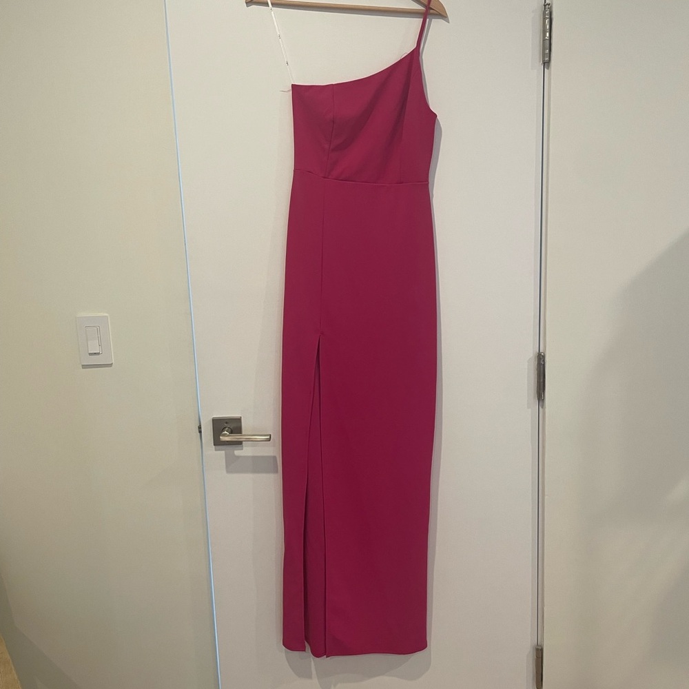Lulu's Pink Asymmetrical One-Shoulder Sheath Dress